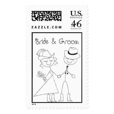 Bride and Groom Custom Wedding Postage Stamp