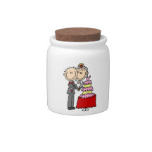 Bride and Groom Cut the Cake T-shirts and gifts Candy Jars