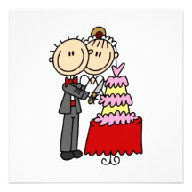 Bride and Groom Cut the Cake T-shirts and gifts Invite
