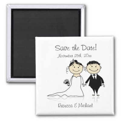 Bride and Groom - Cute Save the Date Magnets