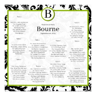 Bride and Groom Damask Seating Chart for Reception print