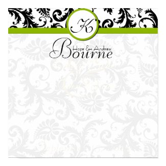 Bride and Groom Damask Swirl Green Wedding Poster print