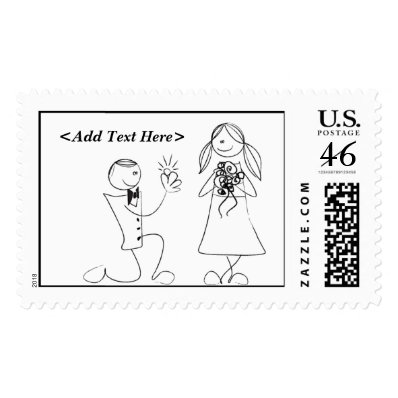 Bride and Groom Drawn Wedding Postage Stamp