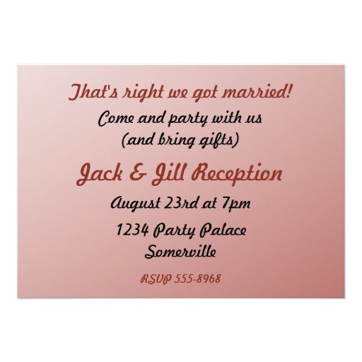 Bride and Groom Elopement / Reception Announcement