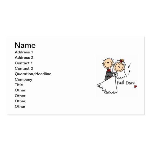 Bride and Groom First Dance T-shirts and gifts Business Card Template (front side)
