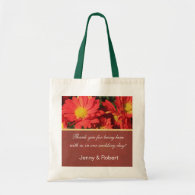 Bride and groom flowering wedding thank you bag. tote bags