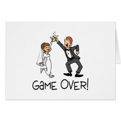 Bride and Groom Game Over Greeting Card