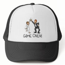 Bride and Groom Game Over Wedding Mesh Hats