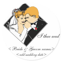 Bride and Groom I Thee Wed White Background stickers