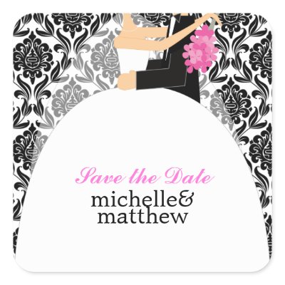Bride and Groom Illustration Wedding Sticker