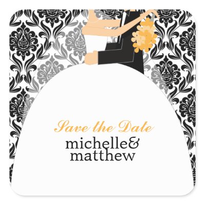 Bride and Groom Illustration Wedding Stickers