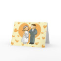 bride and groom in heart cards