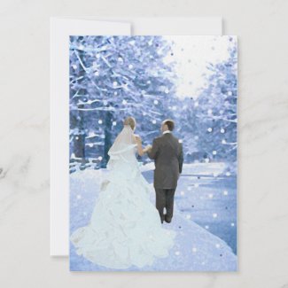 Bride and Groom in Snow Winter Wedding Invitation