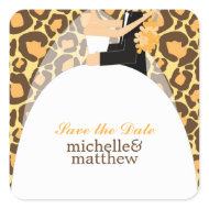 Bride and Groom Leopard Print Wedding sticker