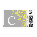 Bride And Groom Monogram C Wedding Stamps
