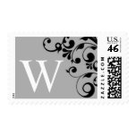 Bride And Groom Monogram W Wedding Stamps