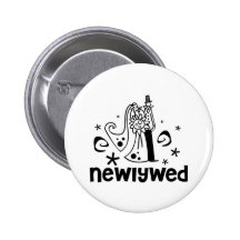 Bride and Groom Newlywed Pinback Button