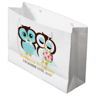 Bride and Groom Owls Wedding Large Gift Bag