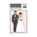 Bride and Groom Pale Pink Dots postage
