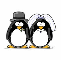 Bride and Groom Penguin - photo scuplture photo sculptures