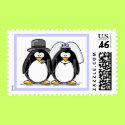 Bride and Groom Penguin Postage Stamps by jgoodedesigns Bride and Groom Penguin Postage Stamps