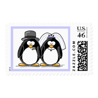 Bride and Groom Penguin Postage Stamps