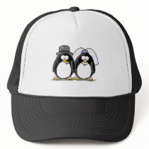 Bride and Groom Penguins Mesh Hats