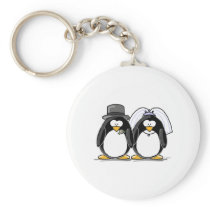 Bride and Groom Penguins Keychain