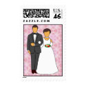 Bride and Groom Pink Flowers postage