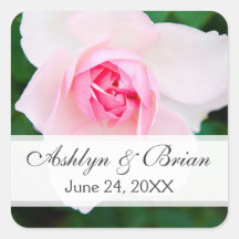 Bride and groom pink romantic rose wedding sticker