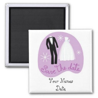 Bride and Groom Save the Date Refrigerator Magnet