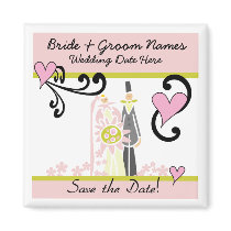 Bride and Groom Save the Date Magnet