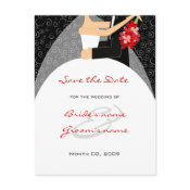 Bride and Groom Save the Date postcards black and red