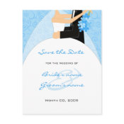 Bride and Groom Save the Date postcards turquoise