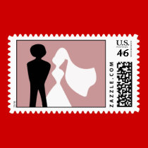 Bride and Groom Silhouette Postage postage