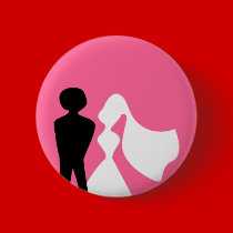 Bride and Groom Silhouette Wedding Pin buttons