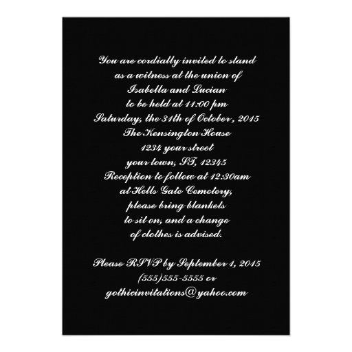 Bride and Groom Skeletons Goth Wedding Custom Announcement