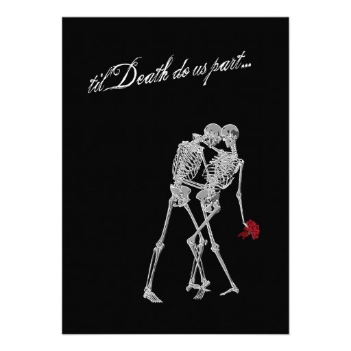 Bride and Groom Skeletons Goth Wedding Custom Announcement