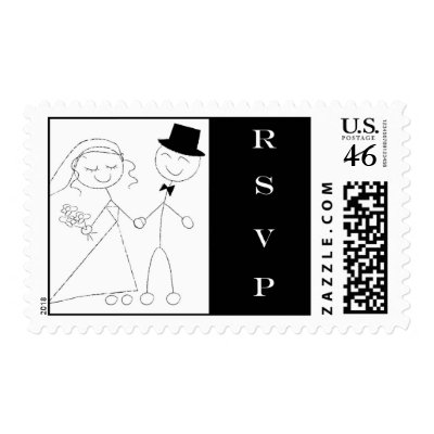 Bride and Groom Stick Figure RSVP Stamp