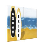 Bride and Groom Surf Boards Wrapped Canvas Art Stretched Canvas Prints