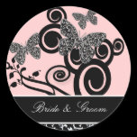 Bride and Groom Swirl & Butterfly Sticker