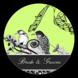 Bride and Groom Swirl & Vintage Birds Sticker