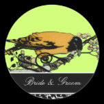 Bride and Groom Swirl & Vintage Birds Sticker