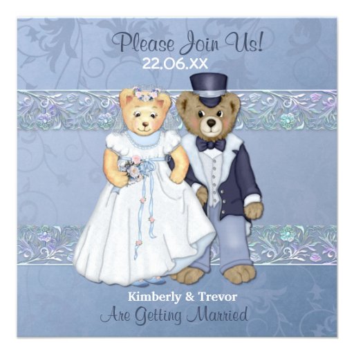 Bride and Groom Teddy Bear Wedding Invitations