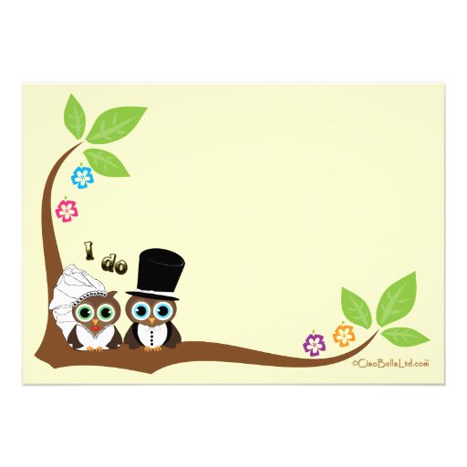 Bride And Groom Tree Owls Wedding Shower Invite