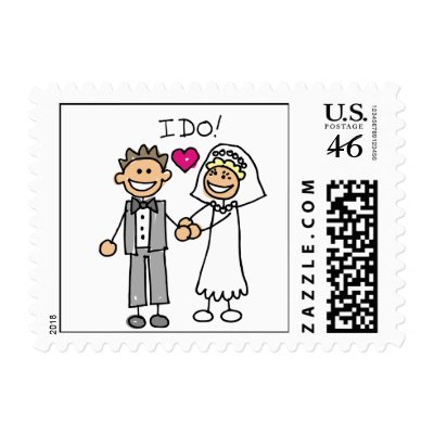 Bride And Groom Wedding Invitation Postage Stamps