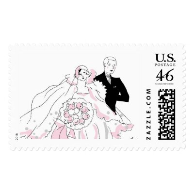 Bride And Groom Wedding Invitation Postage Stamps