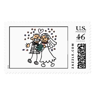 Bride And Groom Wedding Invitation Postage Stamps