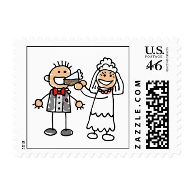 Bride And Groom Wedding Invitation Postage Stamps