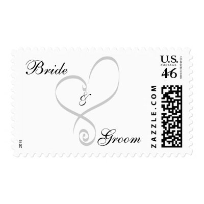 Bride And Groom Wedding Invitation Postage Stamps